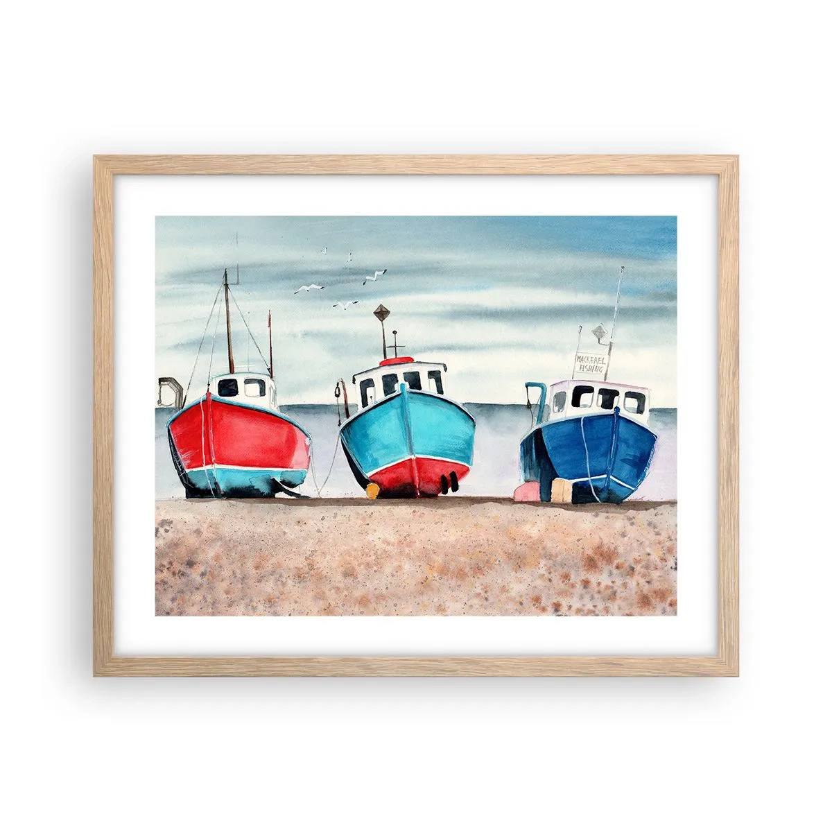 Plakat w ramie jasny dąb - Gotowe na połów - 50x40 cm