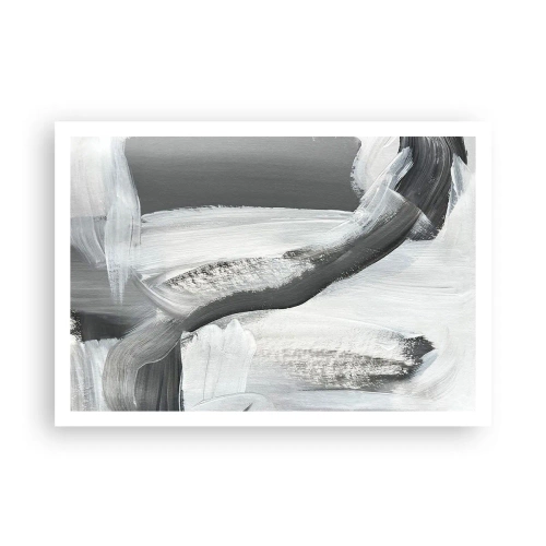 Plakat - Szaro-biała abstrakcja z dynamicznymi liniami - 100x70cm - Zdecydowanym ruchem - Nowoczesna dekoracja ścienna do salonu i sypialni ARTTOR