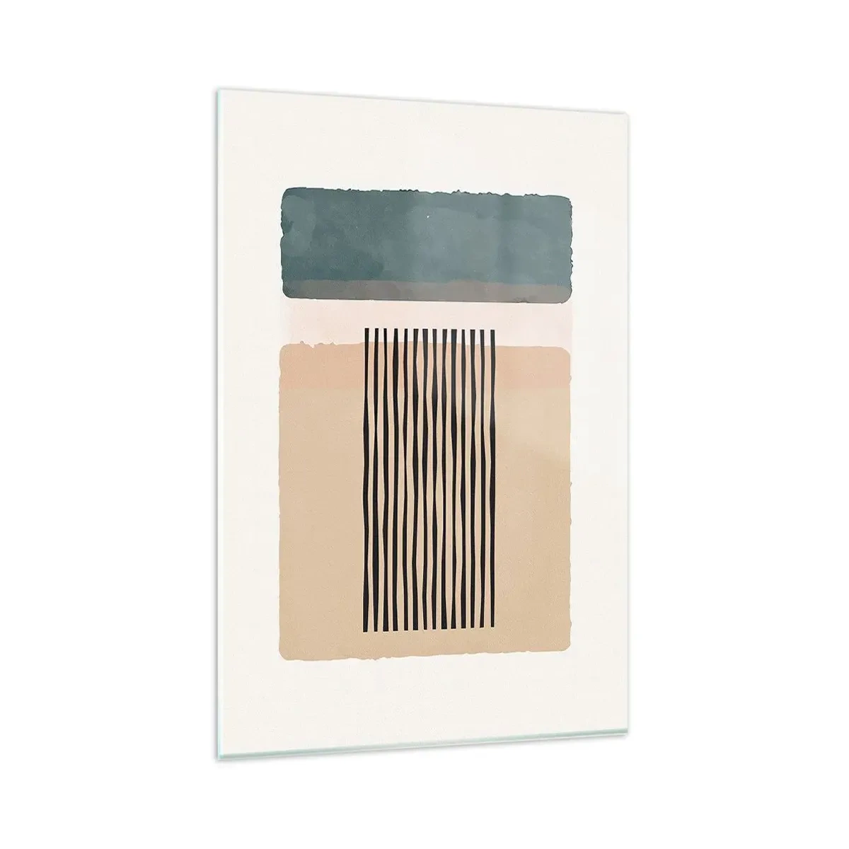 Obraz na szkle - Minimalistyczne formy geometryczne w beżowych i zielonych odcieniach - 80x120cm - Wszystko w porządku - Nowoczesna dekoracja ścienna do salonu i sypialni ARTTOR