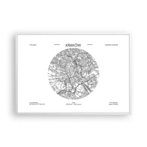 Plakat w białej ramie - Anatomia Krakowa - 100x70 cm