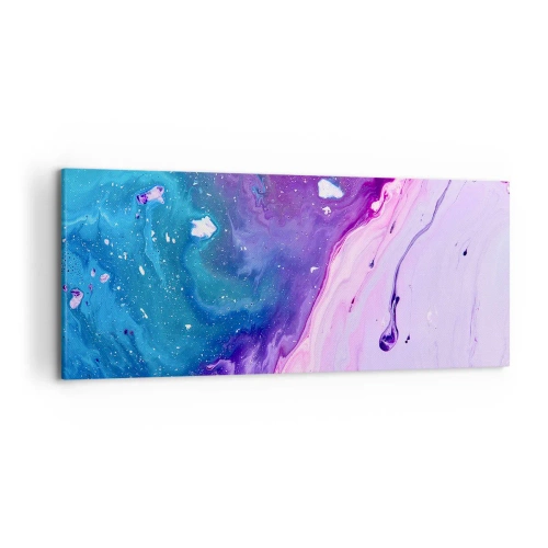 Obraz na płótnie - Abstrakcja w kolorach fioletu i turkusu inspirowana kontrastami - 120x50cm - Yin i yang - Nowoczesna dekoracja ścienna do salonu i sypialni ARTTOR