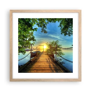 Plakat w ramie jasny dąb - Zachód nad wodą - 40x40 cm