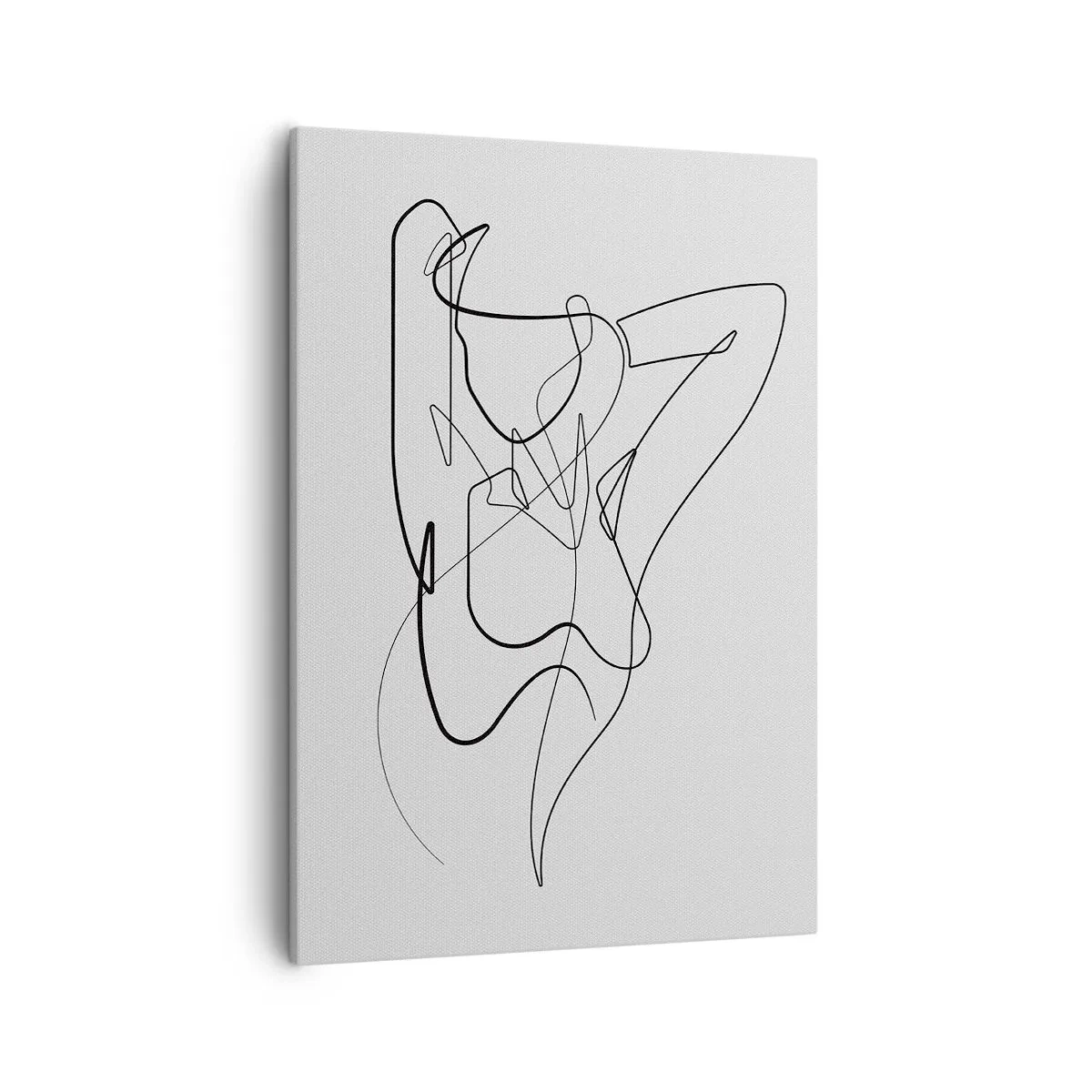 Obraz na płótnie - Minimalistyczny obraz przedstawiający abstrakcyjną sylwetkę z linii - 50x70cm - Naprawdę, jaka jesteś... - Nowoczesna dekoracja ścienna do salonu, kuchni i sypialni ARTTOR