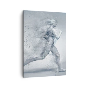 Obraz na płótnie - Dynamiczna sylwetka biegacza - 50x70cm - Energia krystalicznie czysta - Nowoczesna dekoracja ścienna do salonu, kuchni i sypialni ARTTOR