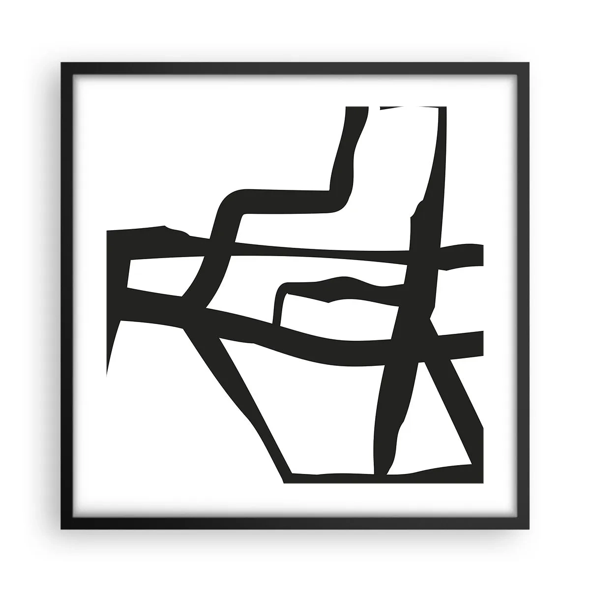 Plakat w czarnej ramie - Czarno-biała konstrukcja - 50x50 cm