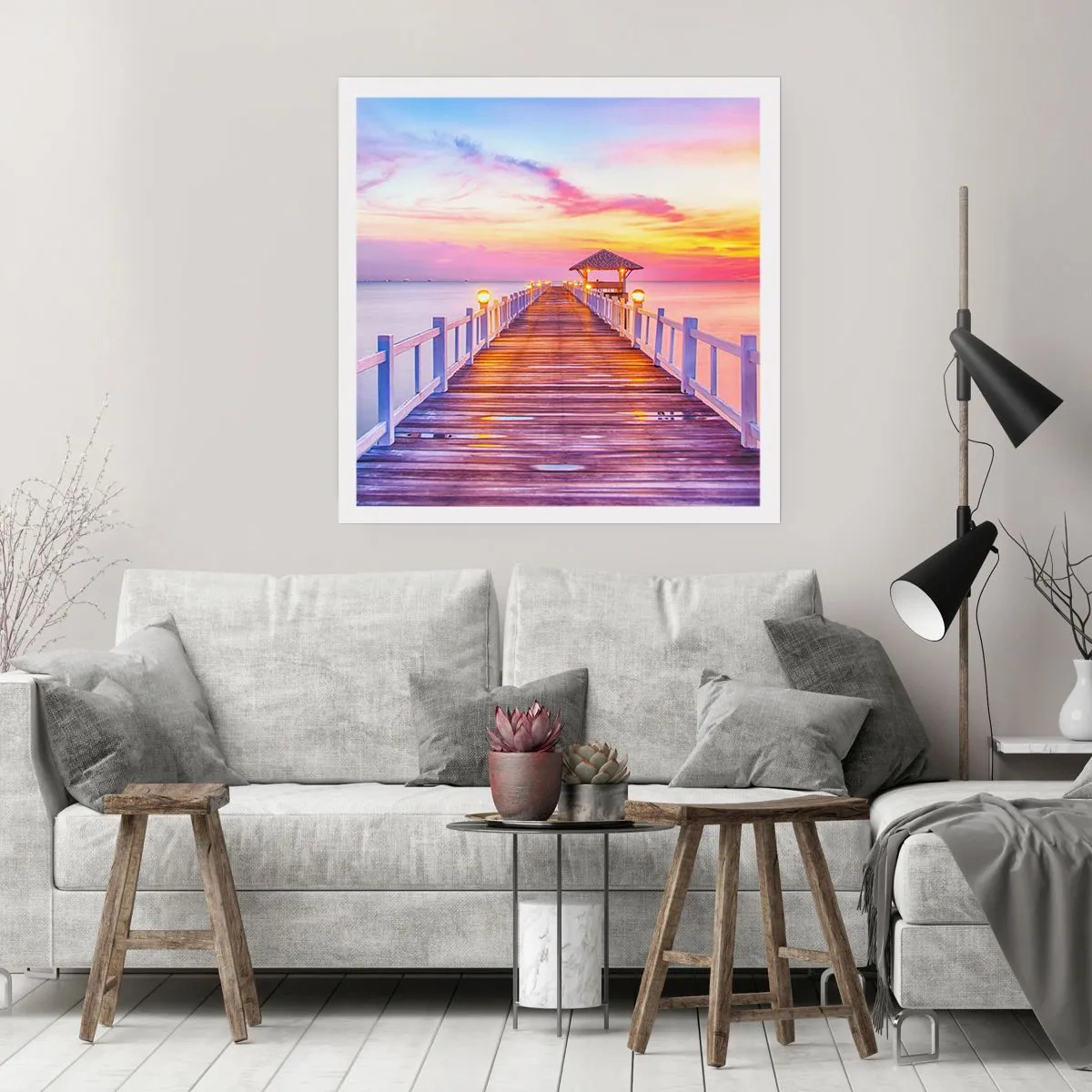 Plakat - Liliowo-złota cisza wieczoru - 60x60 cm