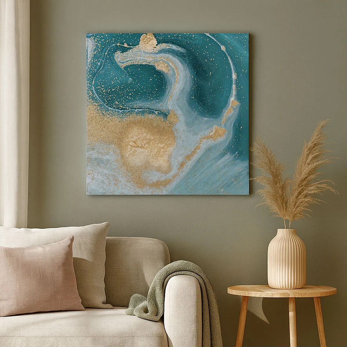 Obraz na płótnie - Wir złota i turkusu - 30x30 cm