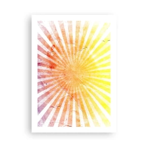 Plakat - Abstrakcyjny wzór promieni w odcieniach żółci i czerwieni - 50x70cm - Wschody i zachody - Nowoczesna dekoracja ścienna do salonu, kuchni i sypialni ARTTOR