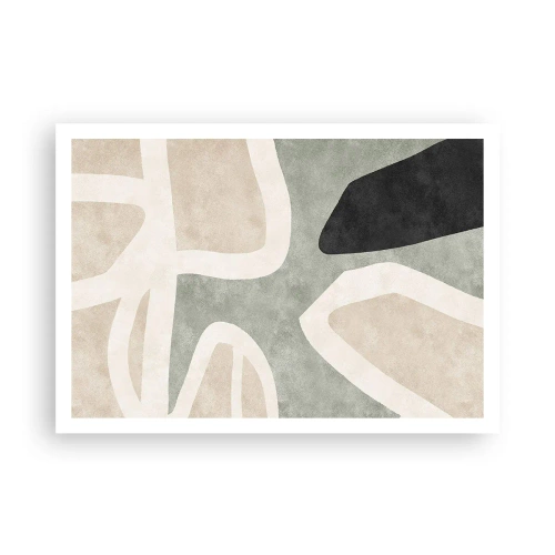 Plakat - Abstrakcyjne kształty w stonowanych barwach - 100x70cm - Kompozycja z motywem czerni - Nowoczesna dekoracja ścienna do salonu i sypialni ARTTOR