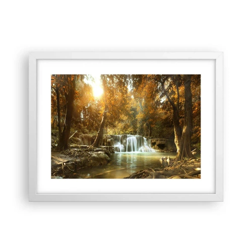 Plakat w białej ramie - Parkowa kaskada - 40x30 cm