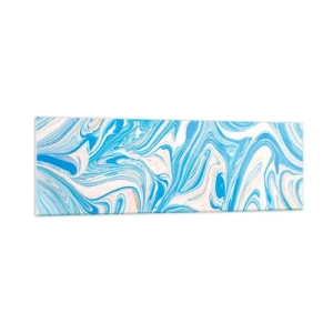 Obraz na szkle - Abstrakcyjne niebieskie i białe wiry w stylu marmuru - 160x50cm - Rozlewisko w turkusie - Nowoczesna dekoracja ścienna do salonu i sypialni ARTTOR