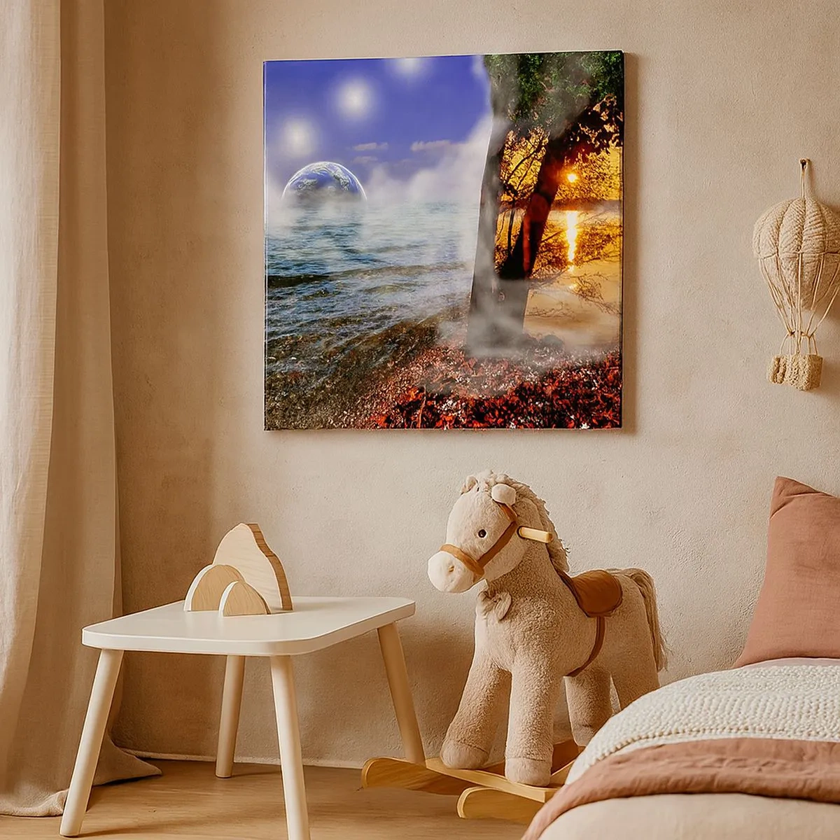 Obraz na płótnie - Pejzaż surrealistyczny - jedność natury - 30x30 cm
