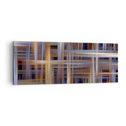 Obraz na płótnie - Abstrakcyjne wzory geometryczne w pastelowych barwach - 140x50cm - Utkane ze światła - Nowoczesna dekoracja ścienna do salonu i sypialni ARTTOR