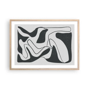 Plakat w ramie jasny dąb - Abstrakcyjna zabawa w labiryncie - 70x50 cm