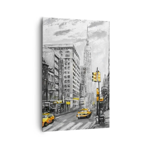 Obraz na płótnie - Nowojorska ulica z żółtymi akcentami - 80x120cm - Nowojorska opowieść - Nowoczesna dekoracja ścienna do salonu i sypialni ARTTOR