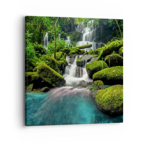 Obraz na płótnie - Turkus, szafiry i płynne srebro - 30x30 cm