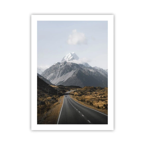 Plakat - Droga prowadząca do majestatycznych gór - 50x70cm - Droga do serca gór - Nowoczesna dekoracja ścienna do salonu, kuchni i sypialni ARTTOR