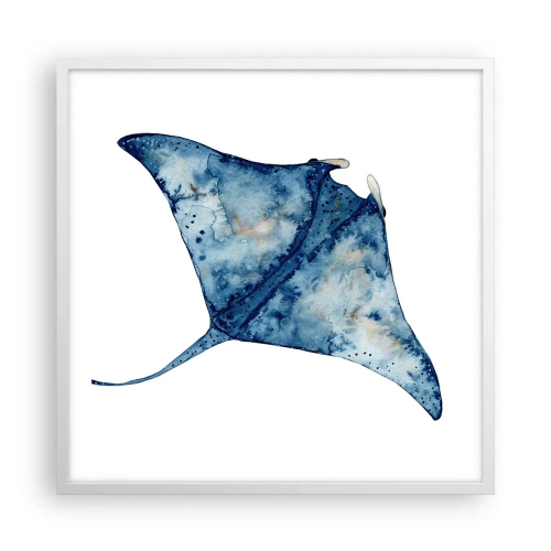 Plakat w białej ramie - Życie w błękicie - 60x60 cm