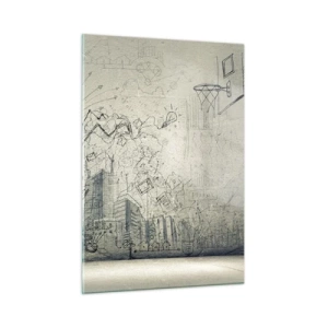 Obraz na szkle - Szkic graficzny z elementami biznesowymi i kreatywnymi - 50x70cm - Moje wspaniałe miejskie życie - Nowoczesna dekoracja ścienna do salonu, kuchni i sypialni ARTTOR
