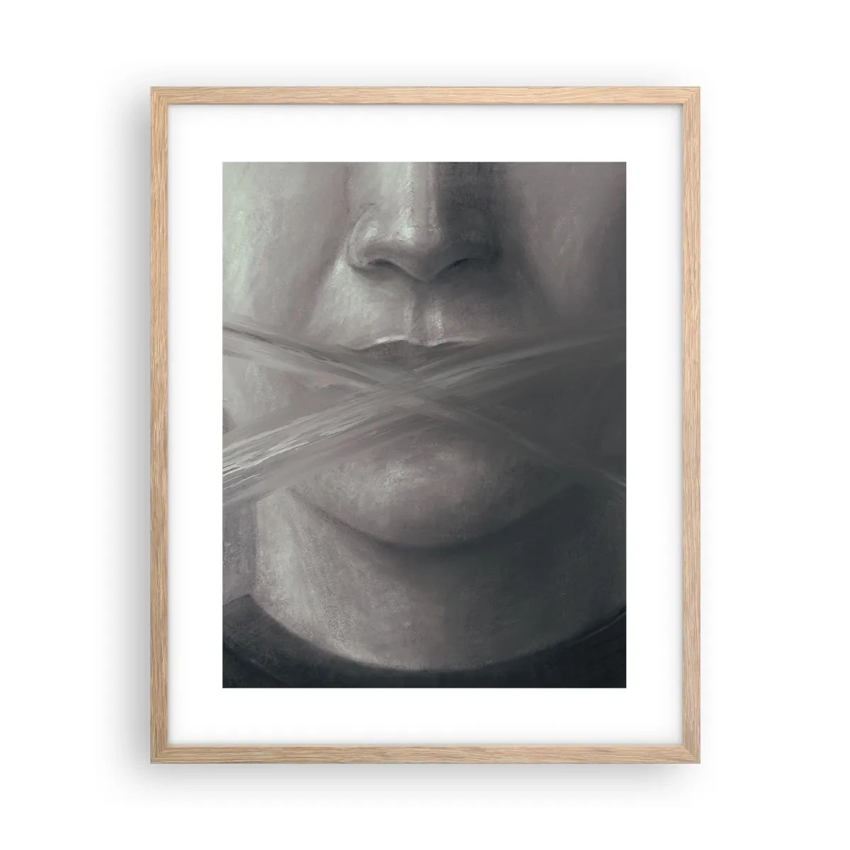 Plakat w ramie jasny dąb - Ani słowa - 40x50 cm