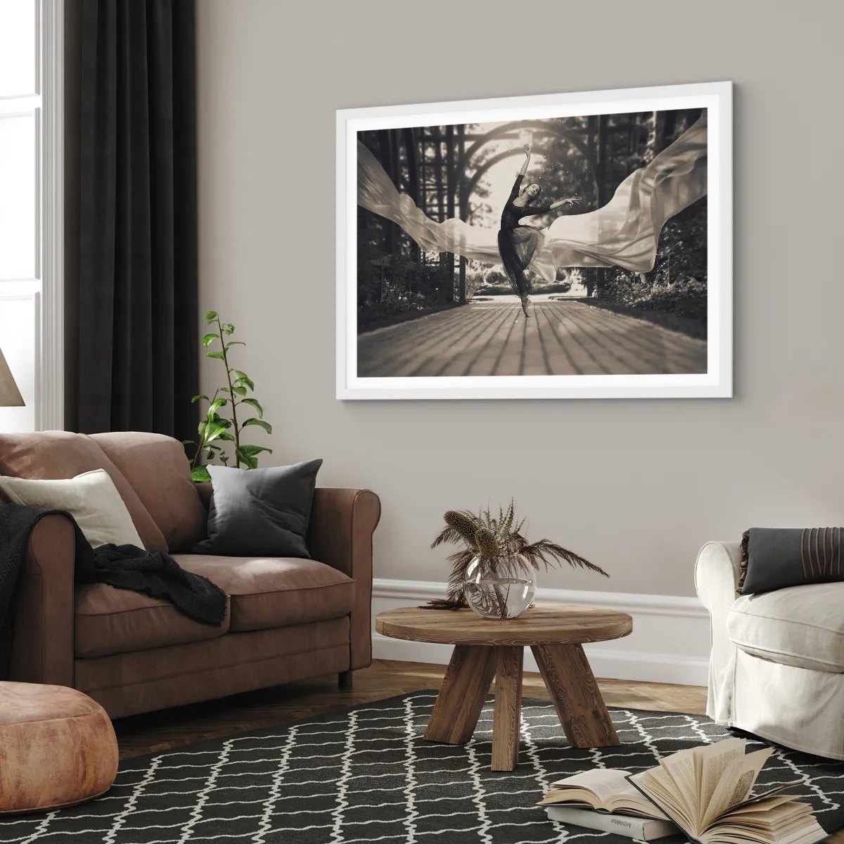 Plakat w białej ramie - Taniec ducha ogrodu - 40x30 cm