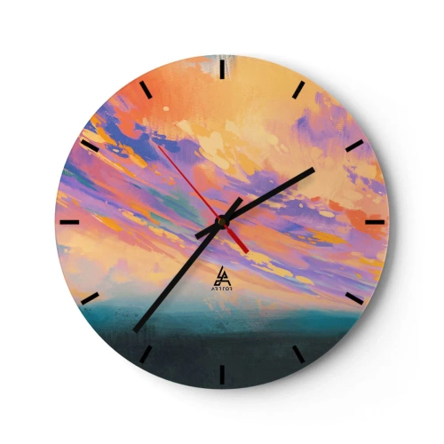 Zegar ścienny - Abstrakcyjny zachód słońca w barwach pastelowych - 30x30cm - Siła przyciągania - Nowoczesna dekoracja ścienna do salonu, kuchni i sypialni ARTTOR