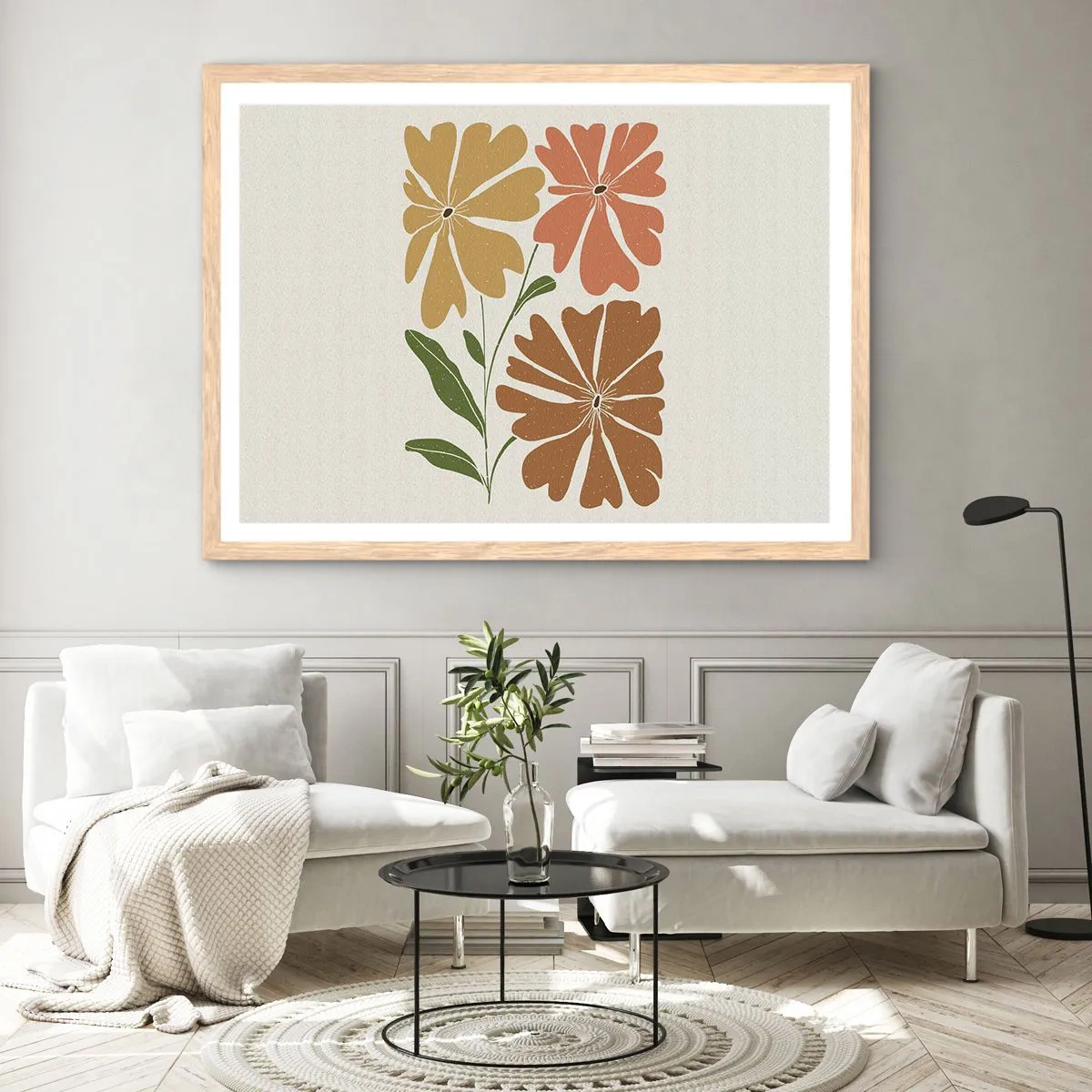 Plakat w ramie jasny dąb - Natura i geometria - 100x70 cm