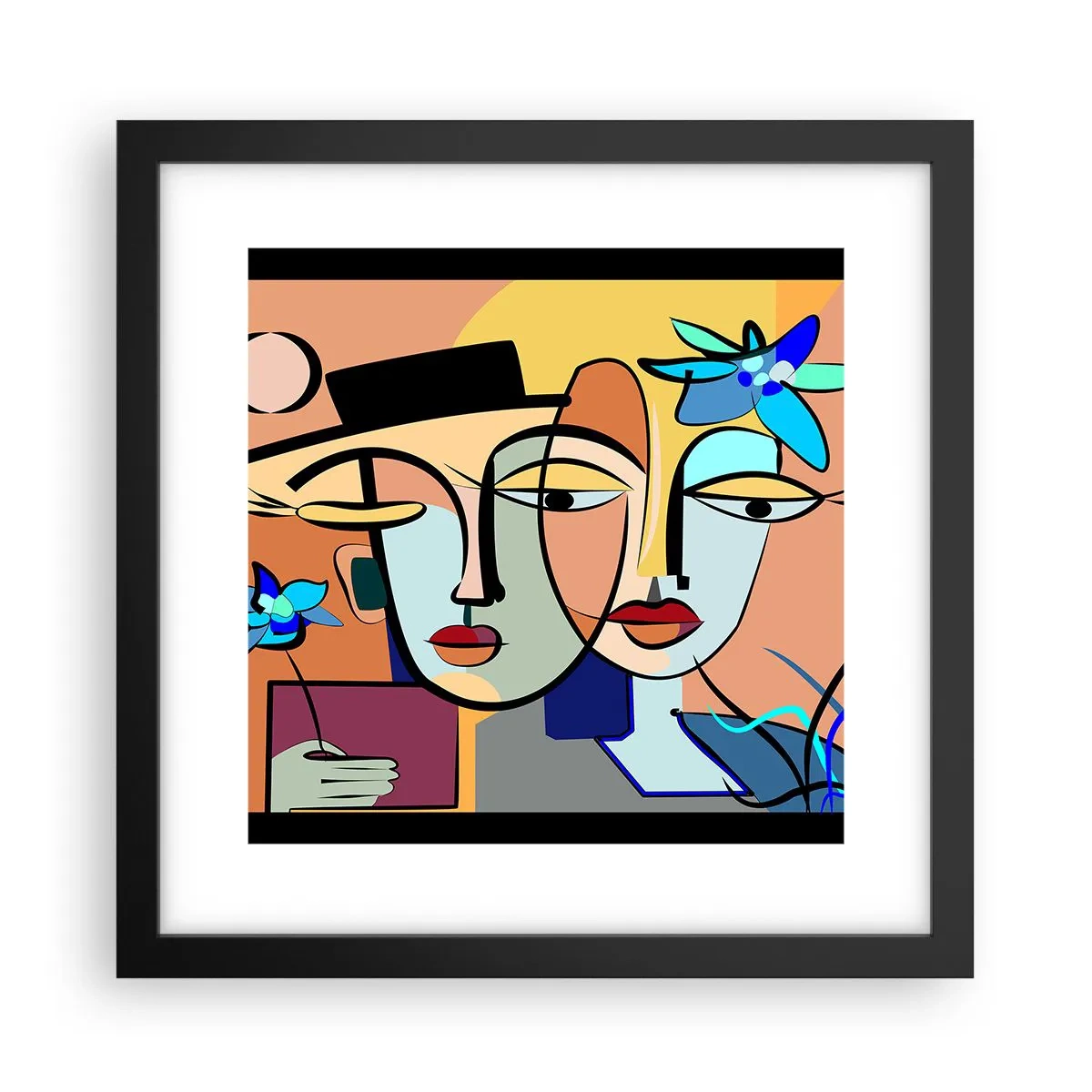 Plakat w czarnej ramie - Picassowskie randez vous - 30x30 cm