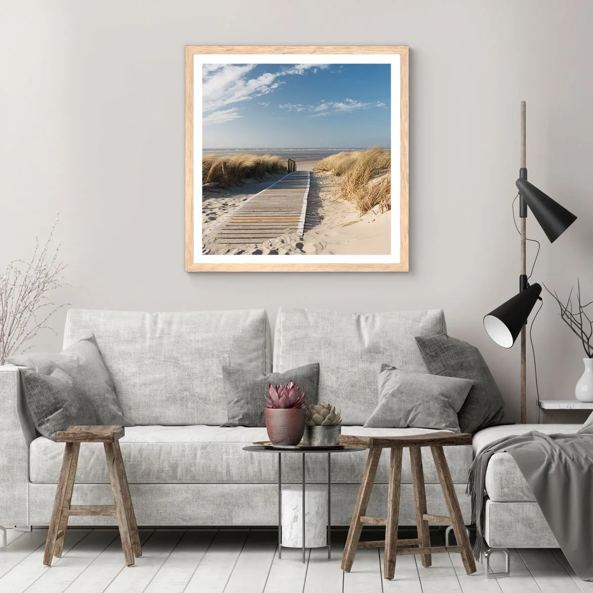 Plakat w ramie jasny dąb - Za wydmą, w szumie traw - 30x30 cm