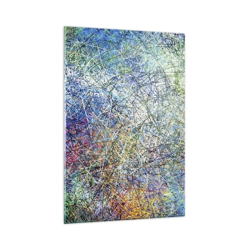 Obraz na szkle - Abstrakcyjna kompozycja z wielokolorowymi liniami i teksturami - 80x120cm - To nie takie proste - Nowoczesna dekoracja ścienna do salonu i sypialni ARTTOR