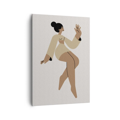 Obraz na płótnie - Minimalistyczna ilustracja kobiety w odcieniach beżu i brązu - 50x70cm - Kształt wdzięku - Nowoczesna dekoracja ścienna do salonu, kuchni i sypialni ARTTOR