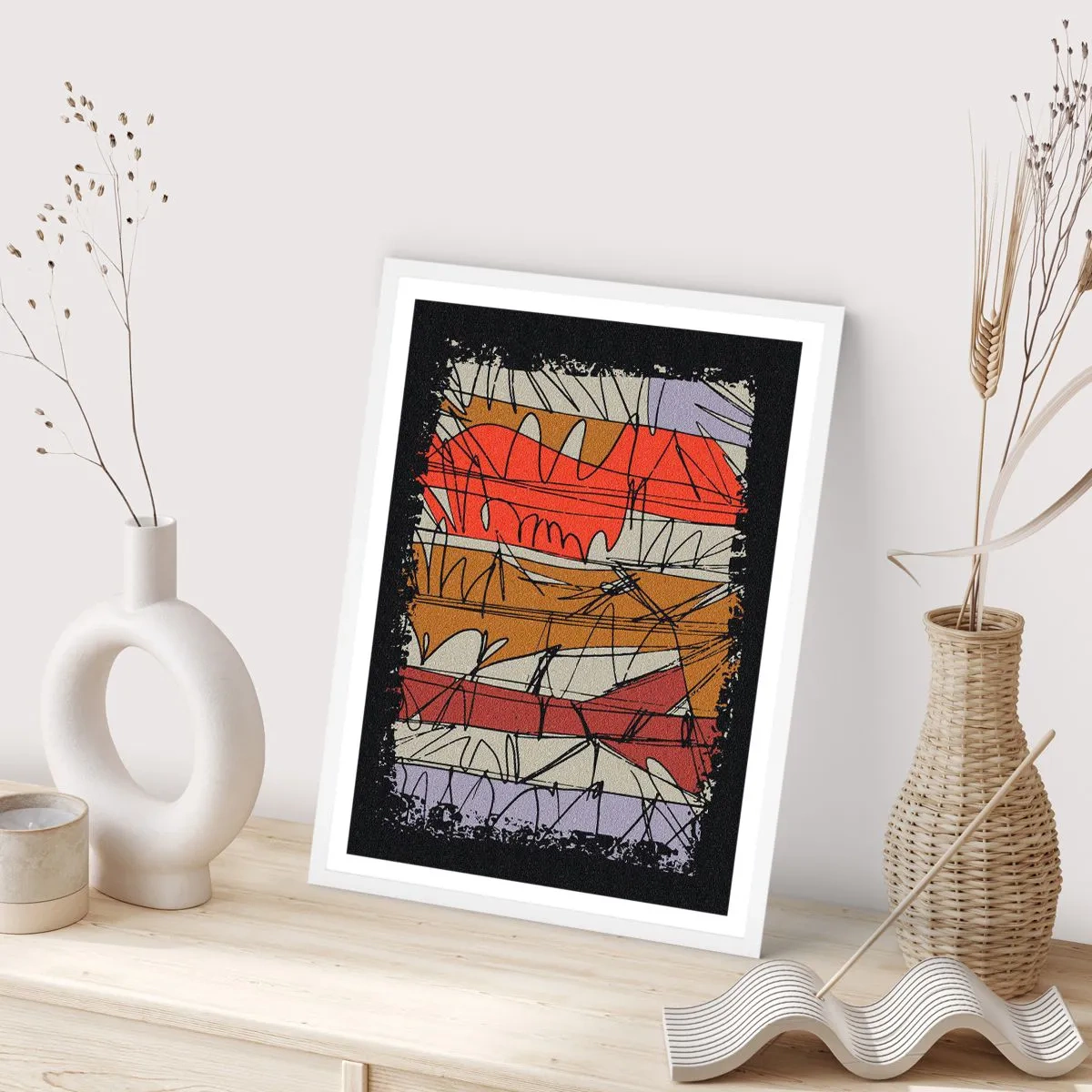 Plakat w białej ramie - Kompozycja spontaniczna - 50x70 cm