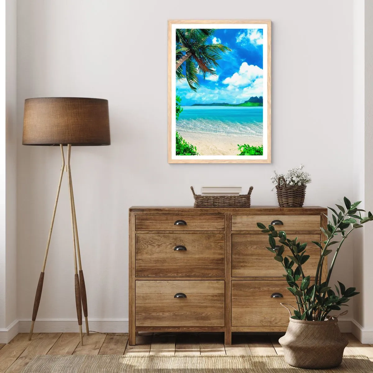 Plakat w ramie jasny dąb - Lazur tropików - 40x50 cm