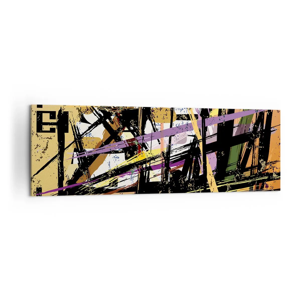 Obraz na płótnie - Abstrakcyjne linie i kształty na tle w odcieniach beżu - 160x50cm - Ostre cięcie - Nowoczesna dekoracja ścienna do salonu i sypialni ARTTOR