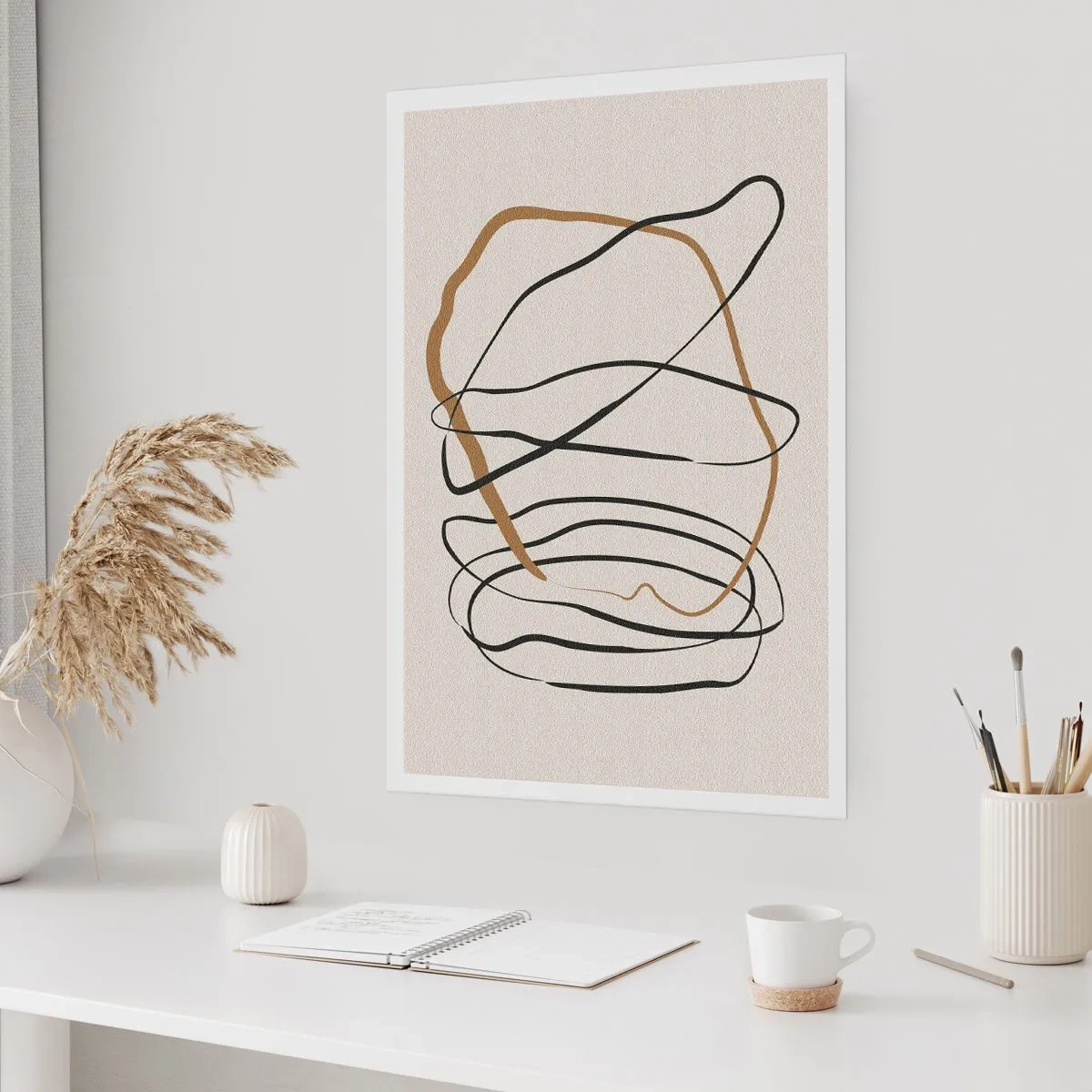 Plakat - Minimalistyczna abstrakcja z dynamicznymi liniami - 50x70cm - Kompozycja – taniec opętaniec - Nowoczesna dekoracja ścienna do salonu, kuchni i sypialni ARTTOR