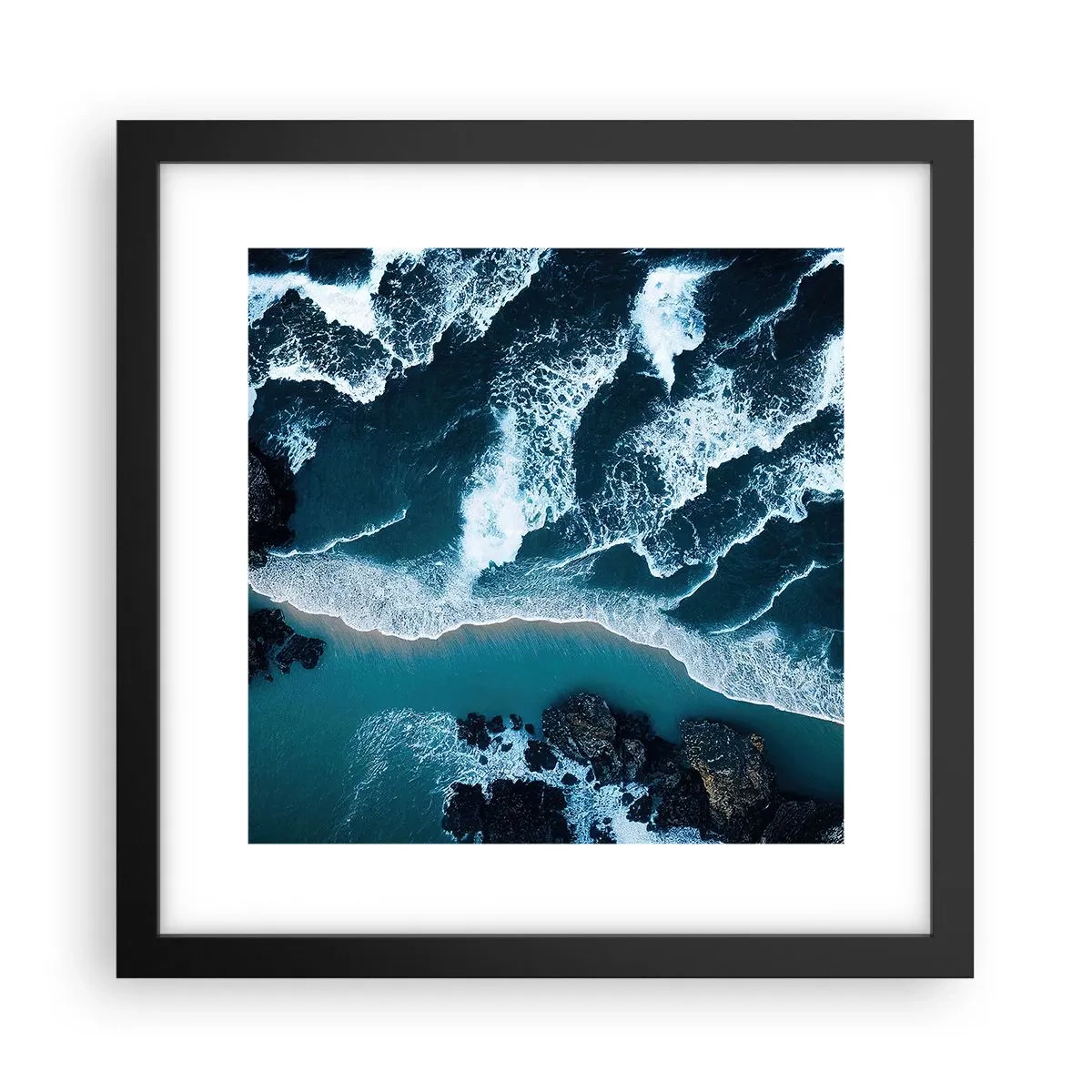 Plakat w czarnej ramie - Otulone falami - 30x30 cm