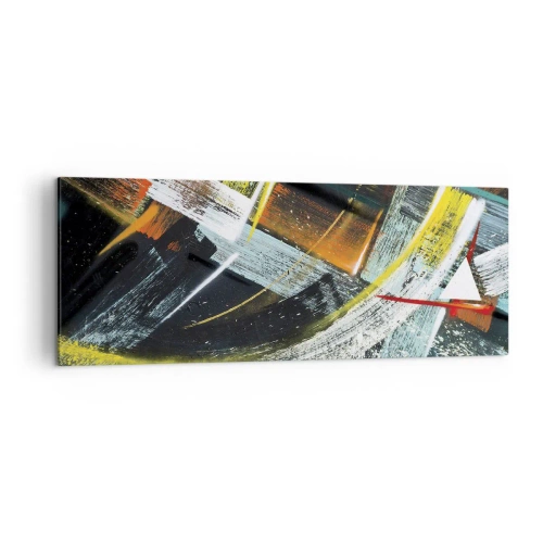Obraz na płótnie - Kolorowe abstrakcyjne pociągnięcia pędzla - 140x50cm - Energia ruchu - Nowoczesna dekoracja ścienna do salonu i sypialni ARTTOR