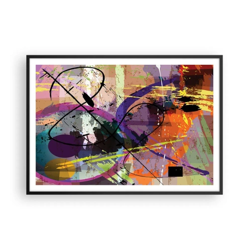 Plakat w czarnej ramie - Kolorowy abstrakcyjny wzór z dynamicznymi liniami i kształtami - 100x70cm - Można wprost lub naokoło - Nowoczesna dekoracja ścienna do salonu i sypialni ARTTOR