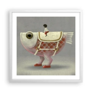 Plakat w białej ramie - Ryboński jeździec - 50x50 cm