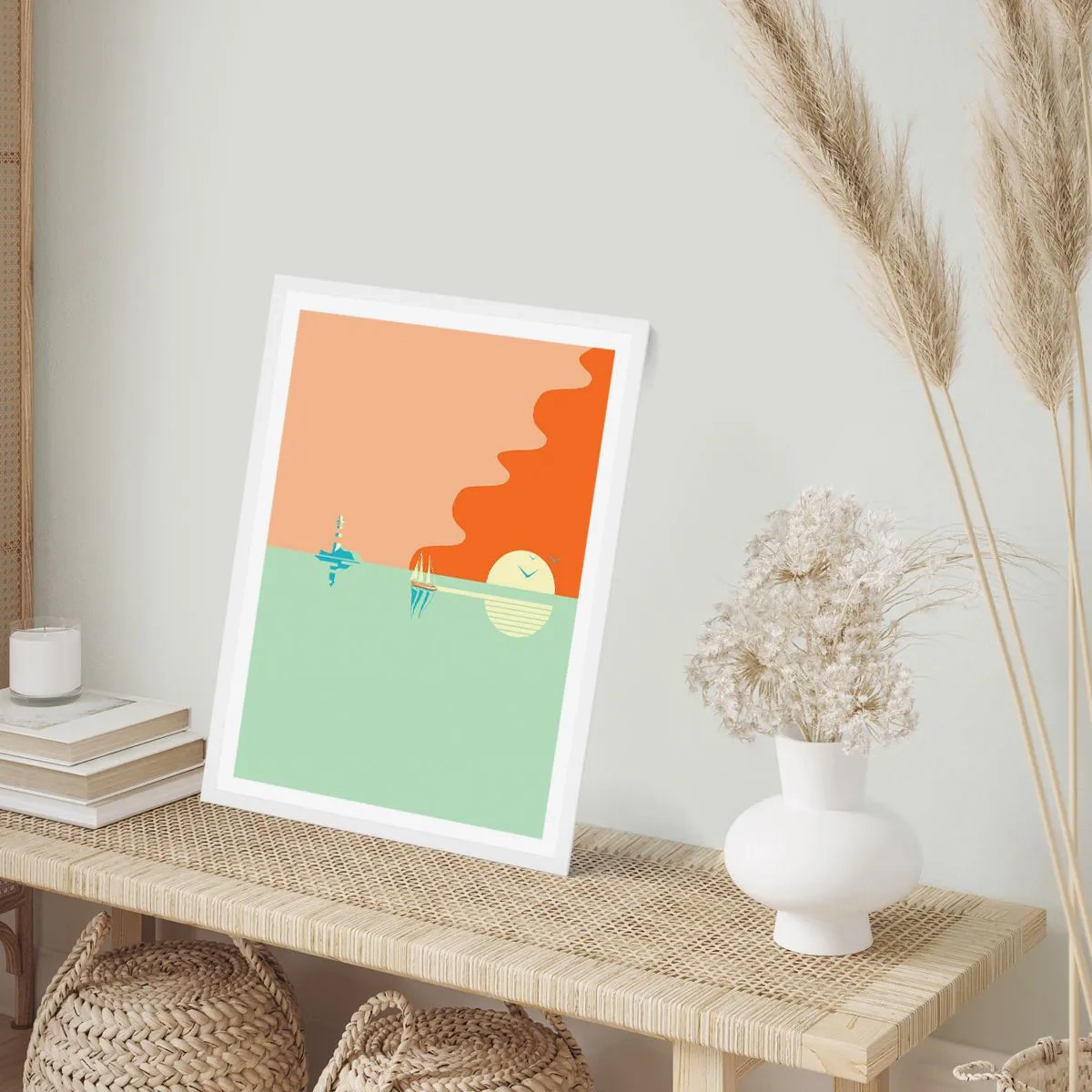 Plakat w białej ramie - Morski pejzaż idealny - 40x50 cm