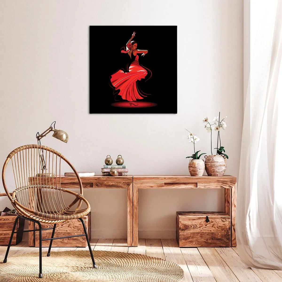 Obraz na płótnie - Ognisty duch flamenco - 60x60 cm
