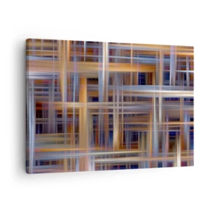 Obraz na płótnie - Abstrakcyjne wzory geometryczne w pastelowych barwach - 70x50cm - Utkane ze światła - Nowoczesna dekoracja ścienna do salonu i sypialni ARTTOR