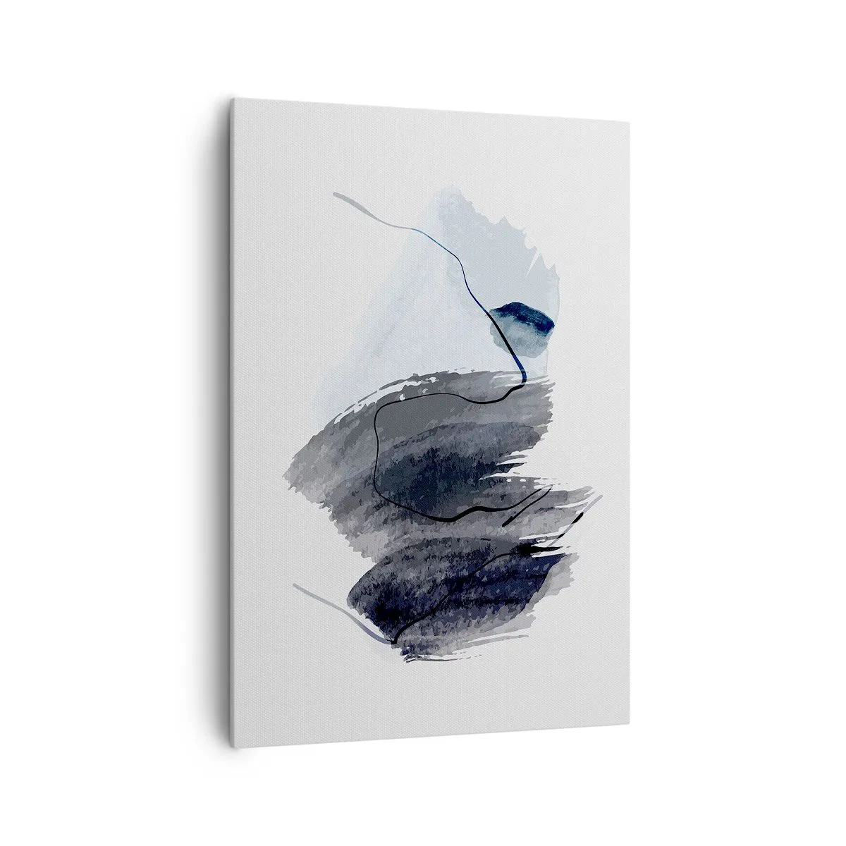 Obraz na płótnie - Abstrakcyjna kompozycja w odcieniach szarości i błękitu - 70x100cm - Intensywność i ruch - Nowoczesna dekoracja ścienna do salonu i sypialni ARTTOR