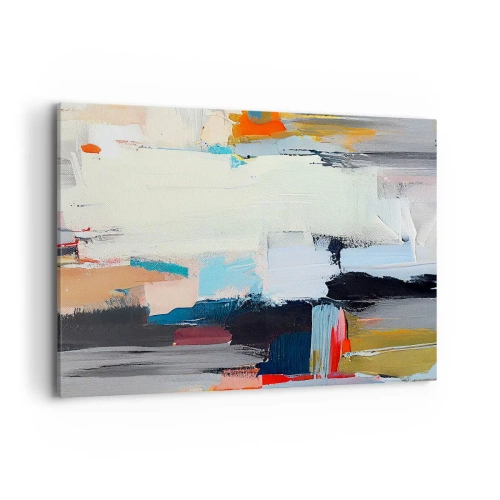 Obraz na płótnie - Kolorowa abstrakcja z dynamicznymi pociągnięciami pędzla - 100x70cm - Jest metoda? - Nowoczesna dekoracja ścienna do salonu, kuchni i sypialni ARTTOR