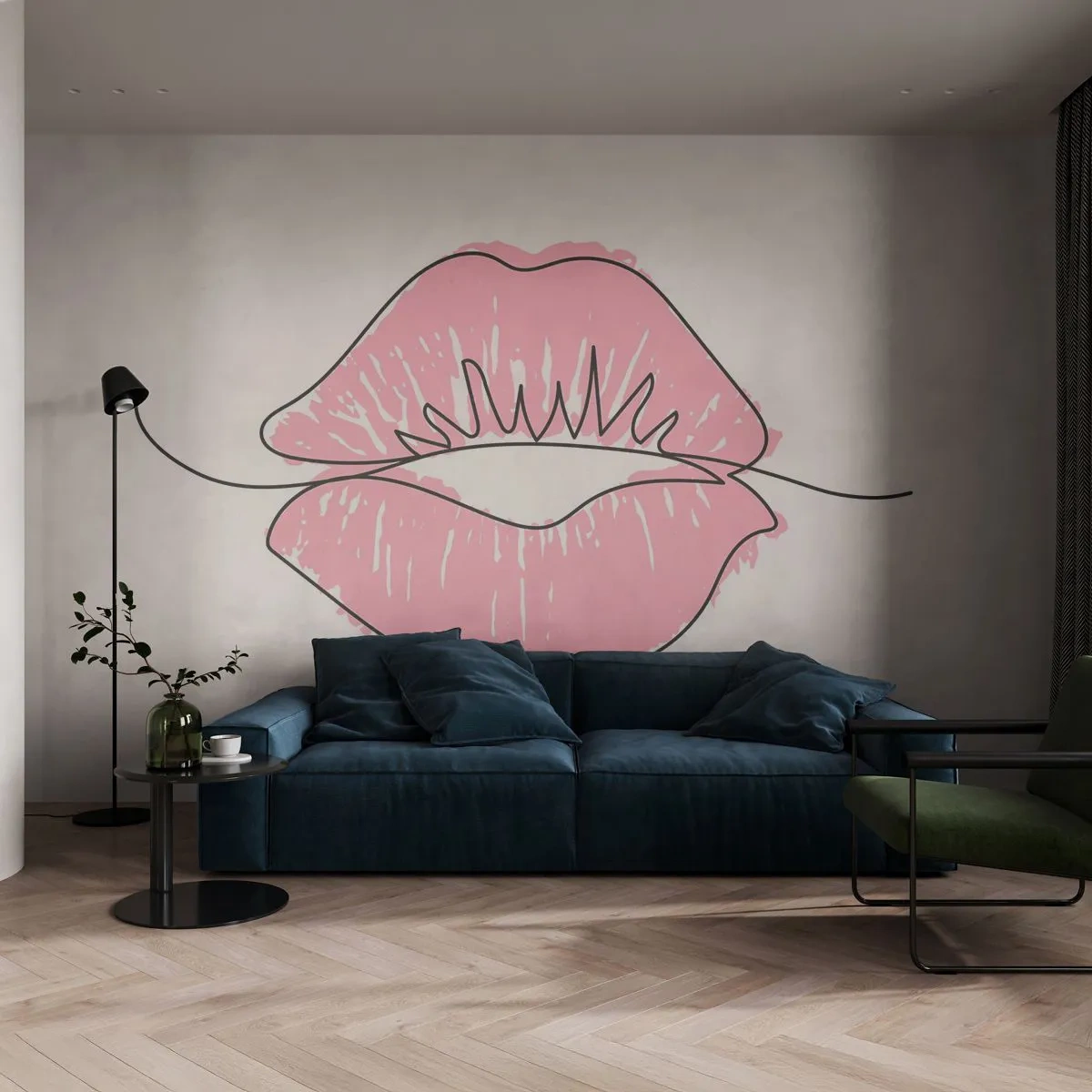 Fototapeta Samoprzylepna Deluxe Sticker - Gotowy do pocałunku? - Grafika, Różowe Usta, Sztuka - 250x175 cm