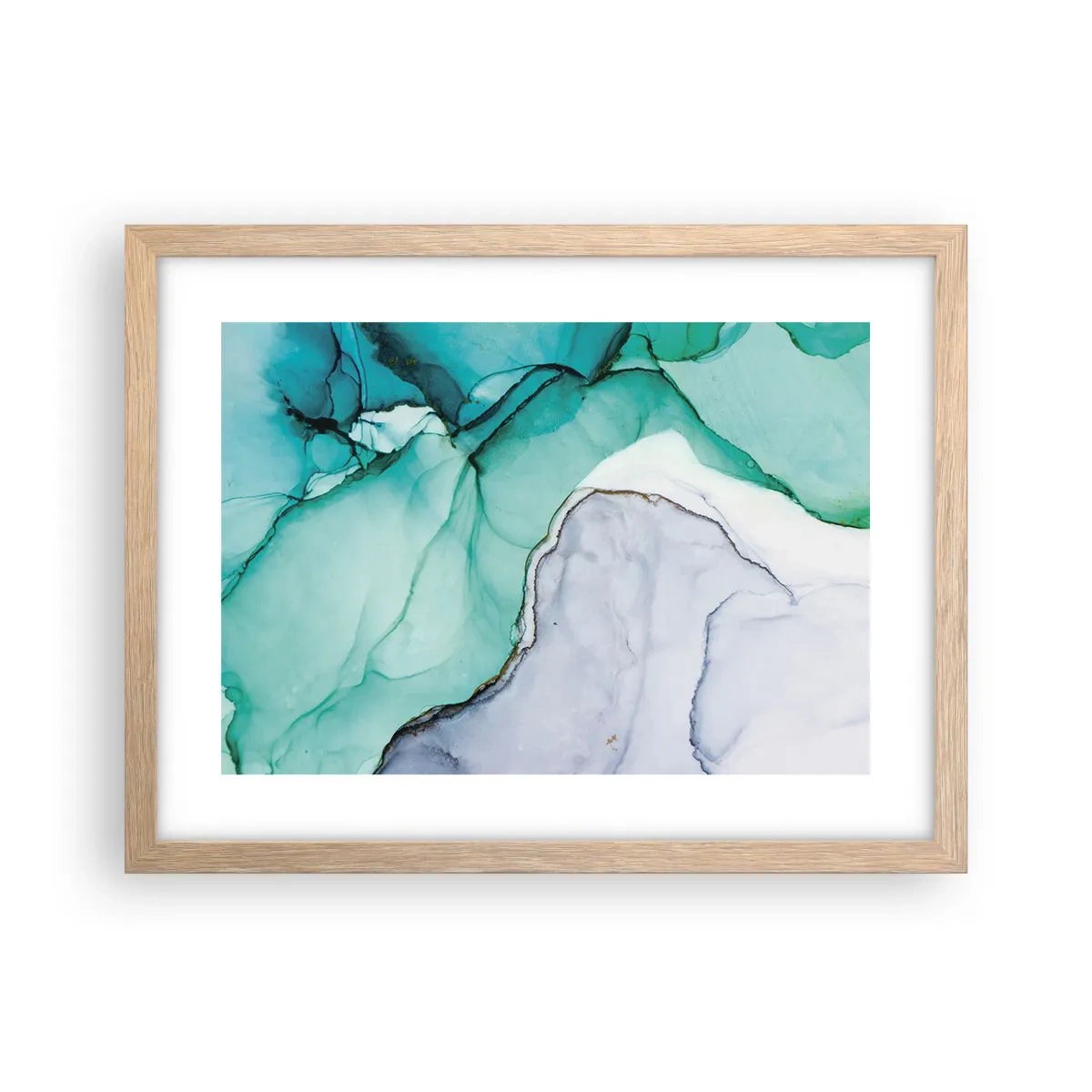Plakat w ramie jasny dąb - Studium w turkusie - 40x30 cm