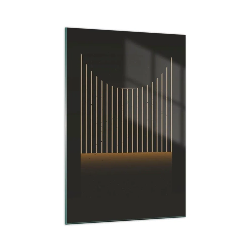 Obraz na szkle - Geometryczny wzór z pasami na ciemnym tle - 70x100cm - Zbadać ciemność - Nowoczesna dekoracja ścienna do salonu i sypialni ARTTOR
