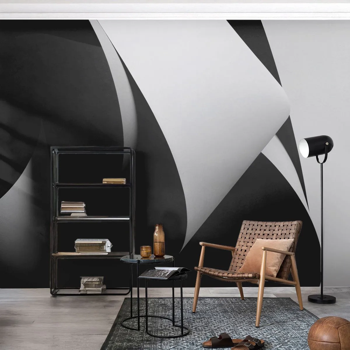 Fototapeta Standard Eco - Płaszczyzny światła z głębi cienia - 3D, Stonowany, Kształty - 500x350 cm