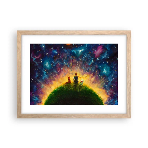 Plakat w ramie jasny dąb - Miłość i przyjaźń - cały świat - 40x30 cm