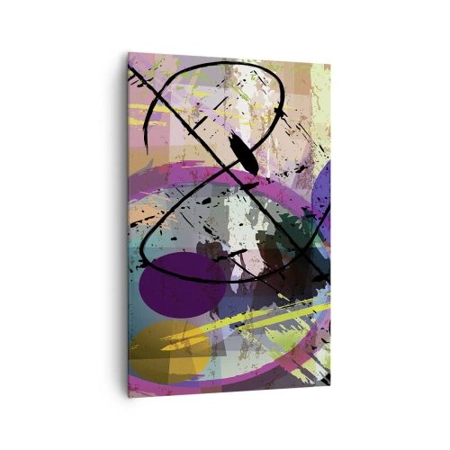 Obraz na płótnie - Kolorowy abstrakcyjny wzór z dynamicznymi liniami i kształtami - 80x120cm - Można wprost lub naokoło - Nowoczesna dekoracja ścienna do salonu i sypialni ARTTOR